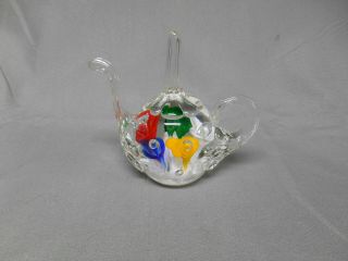 Vintage Joe St Clair Glass Teapot Ring Holder Paperweight