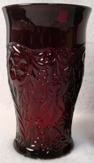Mckee Glass Rock Crystal Flower Ruby/red Iced Tea Flat Concave 5 - 3/8 "