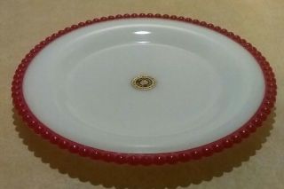 Vintage Westmoreland Red Beaded Edge Milk Glass 6 " Plate.