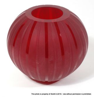 Waterford Red Crystal Ball Vase " Evolution " Signed Jim O 