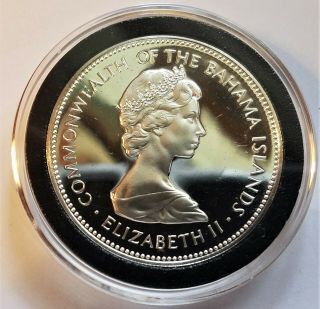 1971 Bahamas 2 Dollars Sterling Silver Proof Flamingo Coin - Only 60,  000 Minted