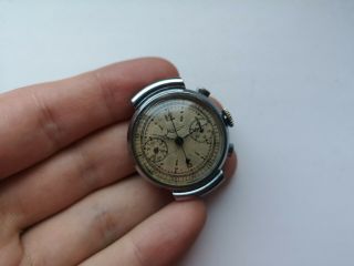 Vintage Rare Steel Chronograph Watch Minerva Cal 13 - 20 Ch