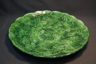 Italian Green Collectible 16 " Raised Leaf Design Serving Platter 40/7985