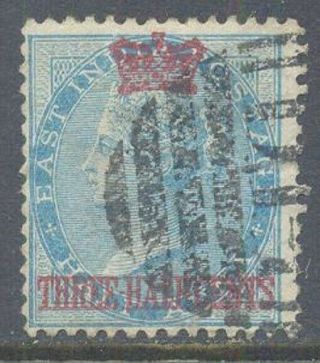 Malaya Straits Settlements 1867 Qv India ½a Blue Surcharged 1½c