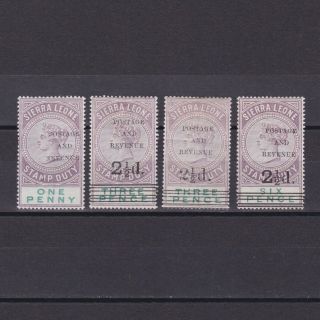 Sierra Leone 1897,  Sg 54 - 56,  59,  Cv £99,  Mh