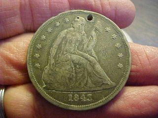 1843 Seated Liberty Dollar,  Holed Very Fine Still Great Type Coin