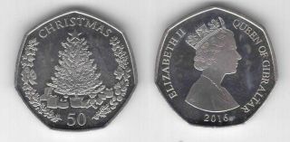 Gibraltar – 50 Pence Unc Coin 2016 Year Christmas