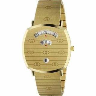 Gucci Ya157409 Grip Gold - Tone Stainless Steel Bracelet 38mm Unisex Watch