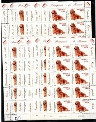 10x Monaco 2005 - Mnh - Dogs - 100 Stamps - Face Value 82 Eur