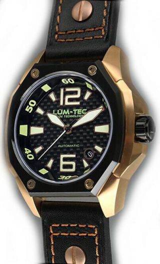 Lum - Tec Watch V6 Automatic Mens Black Leather Limited Edition Authorized Dealer