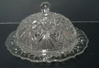 Vintage Pressed Glass Domed Butter Cheese Dish 7 "