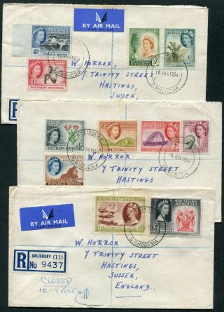 Southern Rhodesia 1953 X11 Vals To £1 Sg 78 - 91 On Envelope To Uk (cat.  £110, )