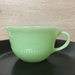 Fire King Jadeite Alice Pattern Tea Cup Pressed Green Glass Mug Vintage