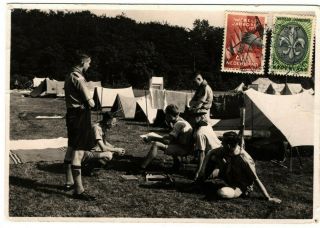 Netherlands Postcard Scouts Jamboree Real Photo Pioneers Camp 1937 Ma487