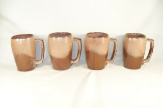 Set Of 4 Frankoma Pottery Mugs Brown 5 M Satin Plainsman