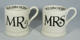 Emma Bridgewater Black Toast & Marmalade Mr.  And Mrs.  Mug Wedding Set Of 2