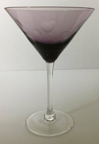Waterford Marquis Purple Polka Dot Martini Crystal Glass Signed