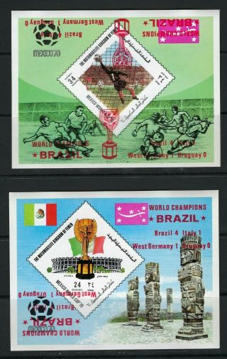 Yemen Soccer,  Football,  World Cup - 1970 Varieta Double Red (one Inverted)