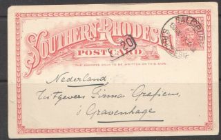 1927 Postal Stationery 1 1/2d Southern Rhodesia Salisbury To The Netherlands