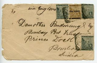 Cape Of Good Hope 1893 Cover Via London,  Sea Post Office To India (t765)