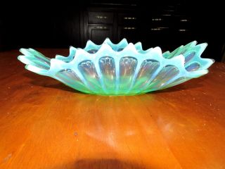 Fostoria Heirloom Green Opalescent Glass 12 " Oblong Bowl