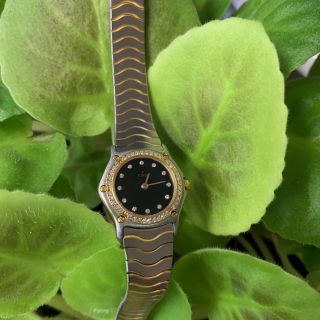 Ebel Classic Wave 18k Gold Diamond Bezel Twotone Stainless Steel Ladies Watch