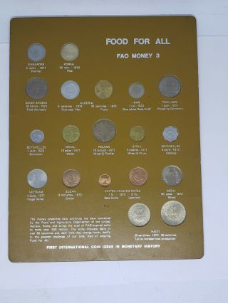 Vintage Food For All Fao Money 3 World Coin Set