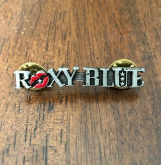Vtg Roxy Blue Pin Badge Poker Glam Hair Metal Orig Winger Warrant Ratt Poison 91
