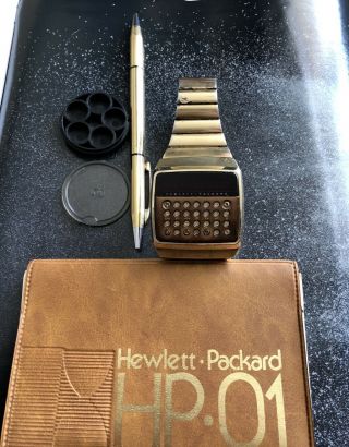Hewlett Packard Very Rare Hp - 01 Calculator Watch With Gold - Filled,  Fw.