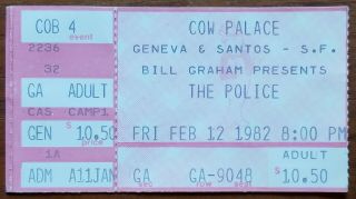 The Police Feb 12 1982 Cow Palace San Francisco Ticket Stub