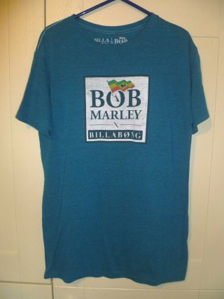 Bob Marley - " Billabong Roots Rock Reggae " Turquoise T - Shirt (medium)