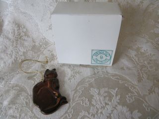 Vintage Pewabic Detroit Pottery 1996 Cat Ornament w/Original Box 2