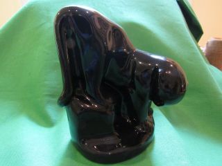 Vintage Frankoma ? Art Pottery Black Cougar/puma On Rock Bookend
