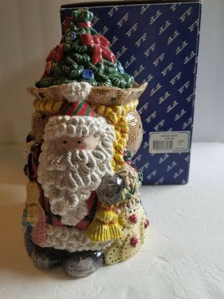 Fitz & Floyd Homespun Holidays Christmas Santa Cookie Jar