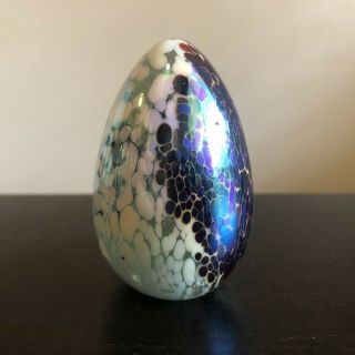 Vintage Msh Mount St.  Helen’s Ash Art Glass Egg Paperweight Shiny Signed Nr