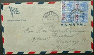 Bma Malaya 1948 Airmail Postal Cover From Singapore To The Netherlands - See