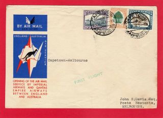 South Africa Air Mail1934 Imperial Airways First Flight Cover T Melbourne Scarce