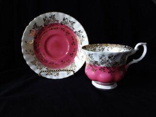 Royal Albert " Regal Series " Deep Pink Tea Cup And Saucer