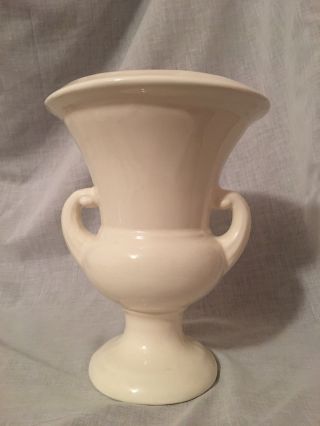 Vintage Haeger Two Handle Pottery Vase Urn Cream Ivory 9” Tall 7” Width