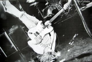 Nirvana " Kurt Cobain Playing Guitar On His Head " Poster From Asia - Grunge Music