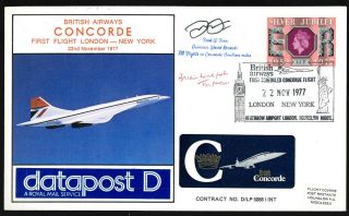 22.  11.  77 Ba Concorde Cpt Walpole (, Finn) Signed Cover_datapost D London - Ny_ 3/4