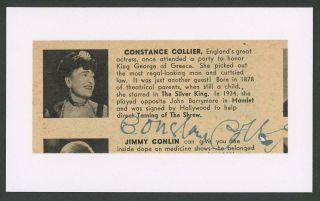 Constance Collier (1878 - 1955) Autograph Cut | Hitchcock 