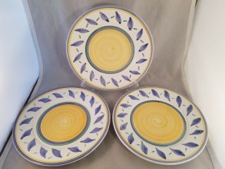 Set Of 3 Williams - Sonoma Tournesol Dinner Plates (made In Italy)