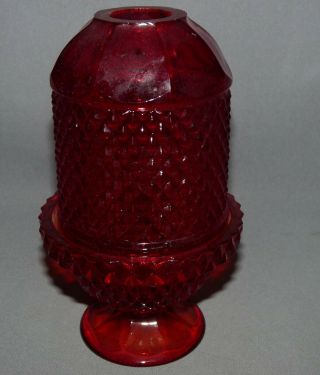 Fenton Glass Fairy Lamp Ruby Red Hand Blown Vintage