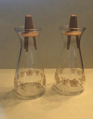 Vintage Corning Ware Butterfly Gold Glass Salt And Pepper Shakers