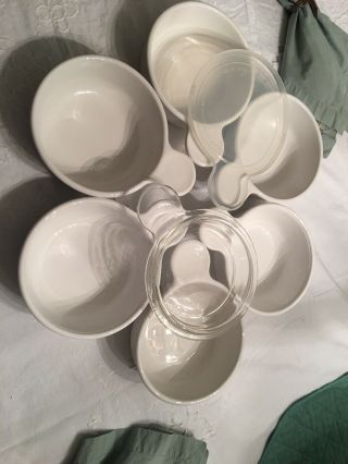 Set Of 6 Corning Ware Grab It Bowls P - 150 - B,  1 Glass Lid,  1 Plastic Lid 15 Oz