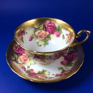 Royal Chelsea Golden Roses Bone China Tea Cup And Saucer