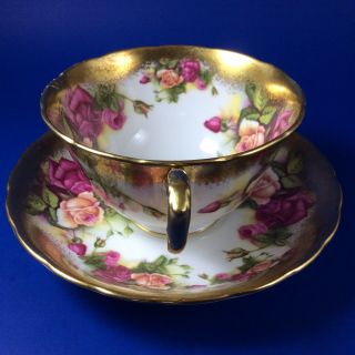Royal Chelsea Golden Roses Bone China Tea Cup And Saucer 2