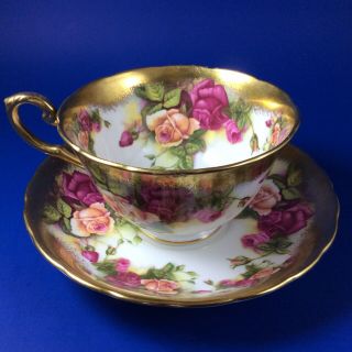 Royal Chelsea Golden Roses Bone China Tea Cup And Saucer 3
