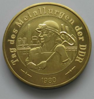Germany Ddr Medal Top Metallurgy Day 1980 35 Years Of End Of Ww2 Ps 171